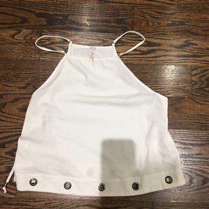 Free People Sleeveless High Neck White Blouse
